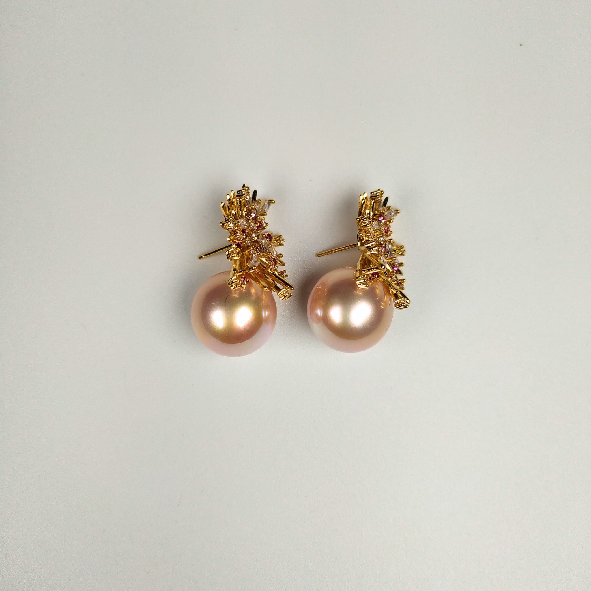Shiny Golden Big Pearl Earirngs